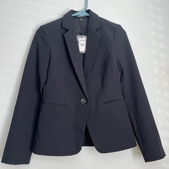 NWT Express Editor One Button 24" Blazer, Black, Size 0 - Picture 1 of 6